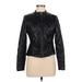 H&M Faux Leather Jacket: Black Grid Jackets & Outerwear - Women's Size 8