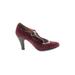 Sofft Heels: Slip-on Chunky Heel Boho Chic Burgundy Print Shoes - Women's Size 7 1/2 - Round Toe
