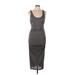 Forever 21 Cocktail Dress - Midi Scoop Neck Sleeveless: Gray Solid Dresses - New - Women's Size Large