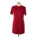 Zara Casual Dress - Shift High Neck Short sleeves: Burgundy Print Dresses - Women's Size Large