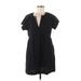 Universal Thread Casual Dress - Mini Plunge Short sleeves: Black Solid Dresses - Women's Size Medium