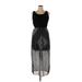 AB Studio Casual Dress - Midi Scoop Neck Sleeveless: Black Color Block Dresses - Women's Size Large