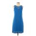J.Crew Factory Store Casual Dress - Shift Crew Neck Sleeveless: Blue Print Dresses - Women's Size 2