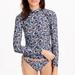 J. Crew Swim | J.Crew Rash Guard Longsleeve Tropical Swim Top Size Xs | Color: Blue/White | Size: Xs