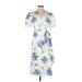 Draper James Casual Dress - Wrap V Neck Short sleeves: White Print Dresses - Women's Size 2