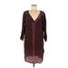 Sundance Casual Dress - Shift V-Neck 3/4 sleeves: Burgundy Dresses - Women's Size Medium Petite