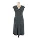 Jones Wear Dress Casual Dress - A-Line V Neck Short sleeves: Teal Polka Dots Dresses - Women's Size 14
