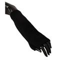 Dolce & Gabbana Womens Knitted Fingerless Elbow Length Gloves - Black Cashmere - Size 7.5 (Gloves)