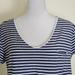 American Eagle Outfitters Tops | American Eagle Favorite Women's Gray & White Striped Neck T-Shirt | Color: Gray/White | Size: L