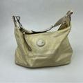 Coach Bags | Coach Signature Light Cream Crinkled Patent Leather Zipper Hobo Shouldered Bag | Color: Cream | Size: Os
