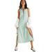 Free People Dresses | Nwot Free People Striped Midi Downtown Dress Small Multicolor Side Slit | Color: Green/White | Size: S