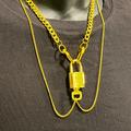 Louis Vuitton Jewelry | Authentic Louis Vuitton Lock Padlock With Key Pendant Necklace Chain | Color: Gold | Size: Os