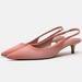 Zara Shoes | Nwt Zara Denim Kitten Heel Slingbacks. Size 7.5 | Color: Pink | Size: 7.5