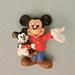 Disney Toys | Disney Mickey Mouse Holding Baby 2” Plastic Figurine- Vintage | Color: Black/Red | Size: 2"