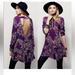 Free People Dresses | Free People Smooth Talker Open Back Floral Mini Tunic Dress With Pockets Size L | Color: Purple | Size: M