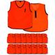 Loops 15 PACK 4-9 Years Kids Sports Training Bibs - Numbered 1-15 ORANGE Plain Vest