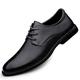 TAYGUM Dress Oxford Formal Shoes for Men Lace Up Black Burnished Toe Leather Derby Shoes Non Slip Anti-Slip Slip Resistant Low Top Business (Color : Black, Size : 7 UK)
