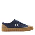 Fred Perry Mens Womens Unisex B4338 Hughes Low Textured Suede Trainers Sneakers Plimsolls Shaded Navy Blue Size 6 EU 39