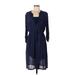 Siren Lily Casual Dress V Neck 3/4 sleeves: Blue Dresses - Women's Size Large