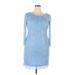Adrianna Papell Cocktail Dress - Sheath Scoop Neck 3/4 sleeves: Blue Solid Dresses - Women's Size 16