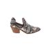 Beast Fashion Heels: Slip On Chunky Heel Bohemian Gray Snake Print Shoes - Women's Size 9 - Almond Toe