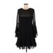 Vince Camuto Casual Dress - Party Crew Neck Long sleeves: Black Print Dresses - Women's Size 8