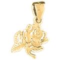 Jewels Obsession 14K Yellow Gold Rose Flower Pendant