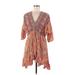 R. Vivimos Casual Dress - A-Line V-Neck 3/4 sleeves: Orange Dresses - Women's Size Medium
