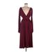 ASOS Casual Dress - A-Line V-Neck 3/4 sleeves: Burgundy Print Dresses - Women's Size 8