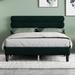Queen Size Green Soft Padded Bed Frame with Tufted Headboard, Wooden Support Base, Exquisite Design for Comfort