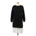 Zara Basic Casual Dress - DropWaist Crew Neck 3/4 sleeves: Black Solid Dresses - Women's Size Medium