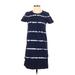 J.Crew Factory Store Casual Dress - Shift Crew Neck Short sleeves: Blue Tie-dye Dresses - Women's Size Small