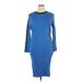 Future Collective Casual Dress - Sweater Dress High Neck 3/4 sleeves: Blue Solid Dresses - Women's Size 3X