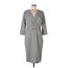 H&M Casual Dress - Midi: Gray Chevron/Herringbone Dresses - Women's Size Large