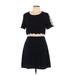 Jealous Tomato Casual Dress - Mini Scoop Neck Short sleeves: Black Print Dresses - Women's Size Large