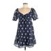 Mi ami Casual Dress - Mini V-Neck Short sleeves: Blue Dresses - New - Women's Size Medium