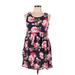 Old Navy Casual Dress - Mini Scoop Neck Sleeveless: Black Floral Dresses - Women's Size Large
