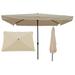 Arlmont & Co. Kristy 120" x 78" Rectangular Market Umbrella w/ Crank Lift Counter Weights Included Metal in Brown | 98.4 H x 120 W x 78 D in | Wayfair