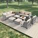 Red Barrel Studio® Champine 9 Piece Rattan Sofa Seating Group w/ Cushions Synthetic Wicker/All - Weather Wicker/Metal/Wicker/Rattan in Gray | Outdoor Furniture | Wayfair