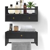 Ebern Designs Wendi Bathroom Storage Wood in Black | 5.3 H x 4.9 W x 12 D in | Wayfair B63FD621CFFB4E7183E07AE6DCCCC4D5