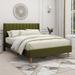 Wade Logan® Eriksay Low Profile Upholstered Platform Bed w/ Wingback Headboard Velvet, Linen in Green | Queen | Wayfair