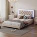 Ivy Bronx Labriola Bed Metal in White/Brown | 44.5 H x 58 W x 78.7 D in | Wayfair 31C8350593B047C389E7C7D3614A64AA