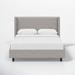 Joss & Main Hanson Upholstered Wingback Platform Bed Upholstered in Gray/White | 47 H x 46 W x 80 D in | Wayfair 3F9ABA9720D94C9894B87131F8ED1932