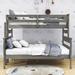 Harriet Bee Avoca Wood Twin XL over Queen Bunk Bed w/ Ladder in Gray/White | 60 H x 58 W x 79 D in | Wayfair 27DEEE1BD22D4B6D91D611F6F9999332