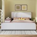 Latitude Run® Full Size Platform Bed w/ Storage Nightstand & Guardrail Upholstered/Faux leather in Pink | 35.4 H x 80.7 W x 72.4 D in | Wayfair