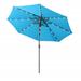 Arlmont & Co. Avalynn 108" Lighted Market Umbrella w/ Crank Lift Counter Weights Included in Blue/Navy | 92.76 H x 108 W x 108 D in | Wayfair