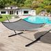 Arlmont & Co. Kris Double Camping Hammock w/ Stand in Gray | 132 H x 55 W x 75 D in | Wayfair 5305323AFE8C4BD4A5795A0CDB392F02