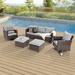 Latitude Run® Etna 5 Piece Rattan Sofa Seating Group w/ Cushions Metal in Gray/Brown | 29.1 H x 72.1 W x 29.1 D in | Outdoor Furniture | Wayfair