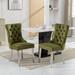 House of Hampton® Veatch Tufted Metal Wing Back Side Chair Dining Chair Upholstered/Velvet/Metal in Green/Brown | Wayfair