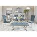 Orren Ellis Wyhatt 6 - Piece Dining Set in & Silver Glass/Upholstered/Metal in Gray | 30.5 H x 42.4 W x 70.6 D in | Wayfair